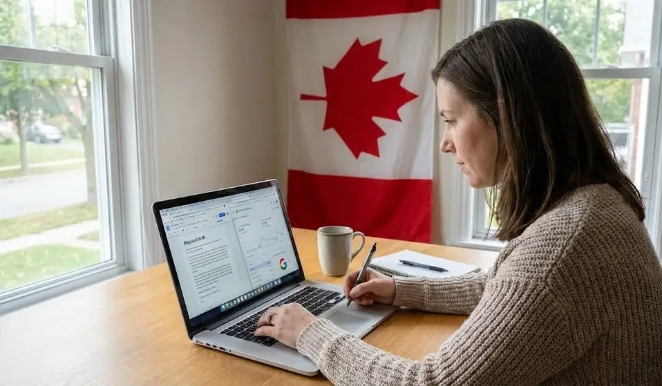 Blogger in Canada writing content and earning from Google AdSense