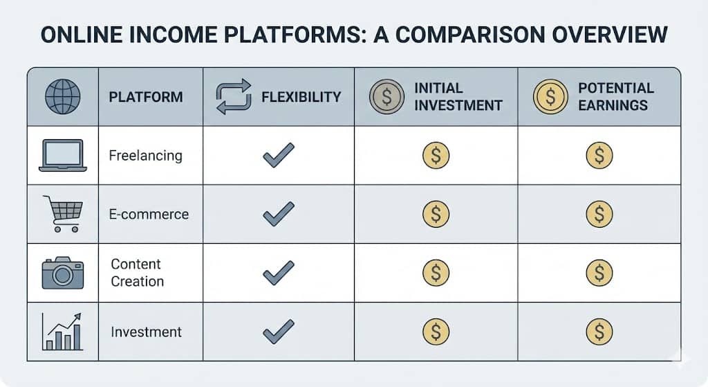 Illustration comparing OnlyFans with YouTube, Patreon, and AI-based income platforms