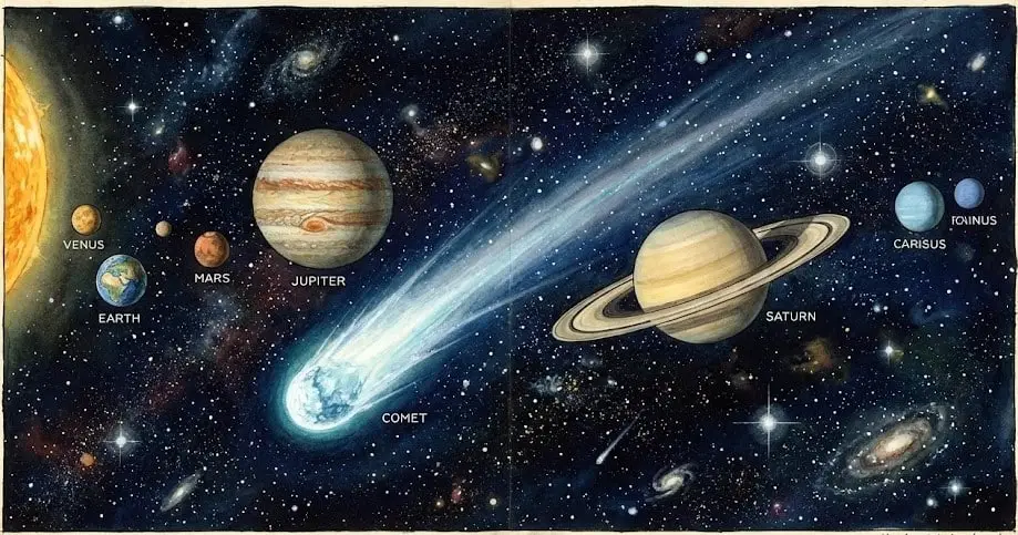 Comet 3i Atlas entering solar system from deep space