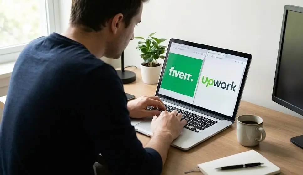 Freelancer in Canada working online on Fiverr and Upwork platforms