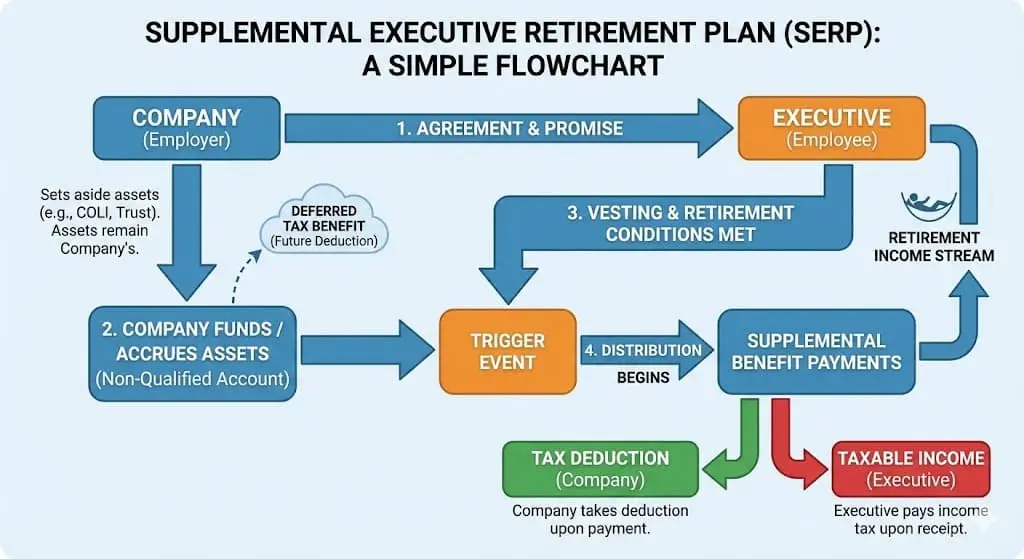 Infographic showing Supplemental Executive Retirement Plan process