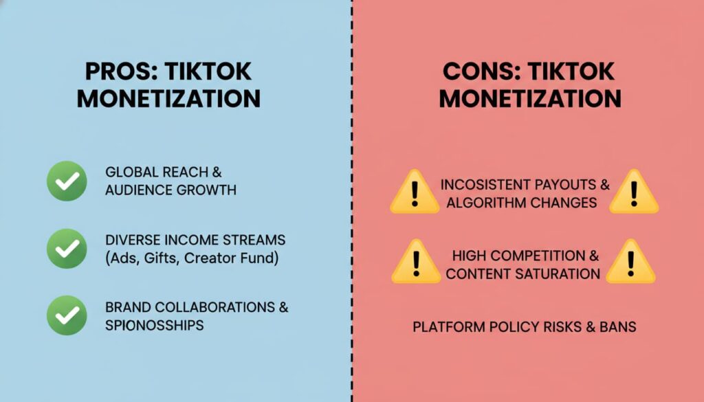 Pros and cons of earning money from TikTok Canada