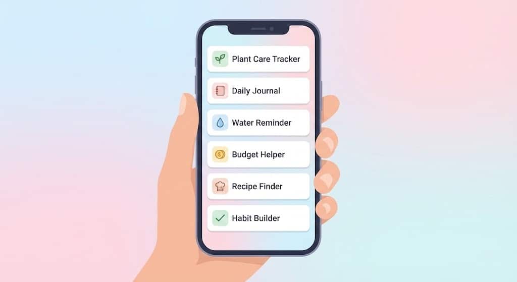 Simple mobile app ideas displayed on a smartphone screen