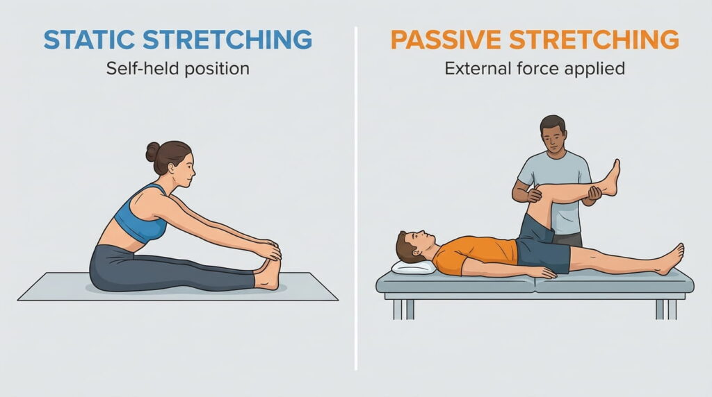 Compare static and passive stretching explained with investing analogy
