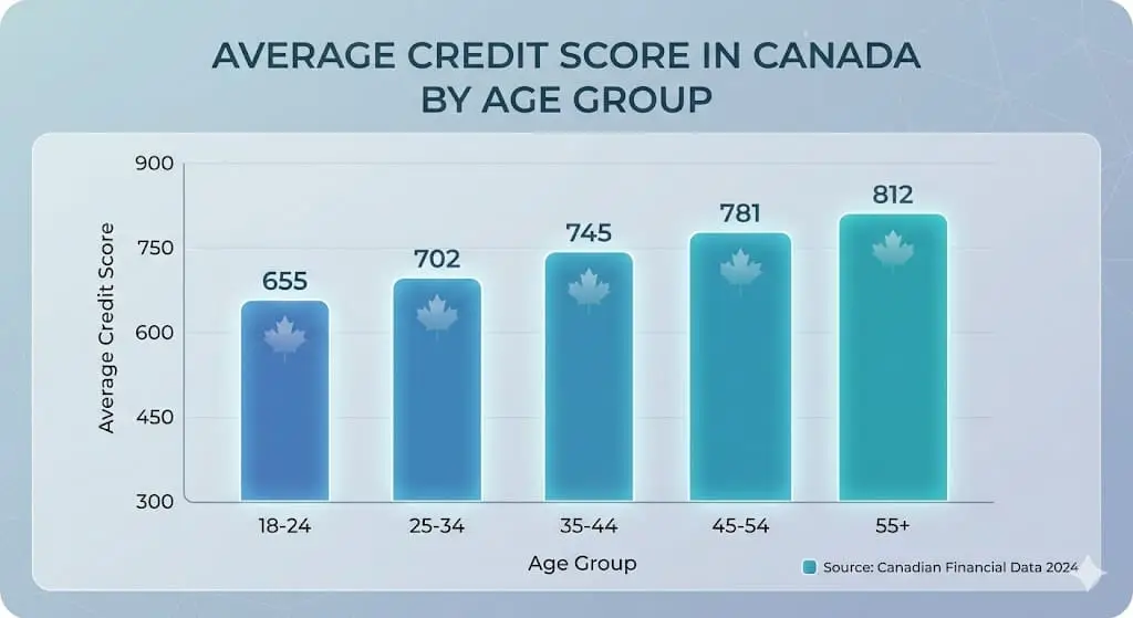 average credit score in Canada by age