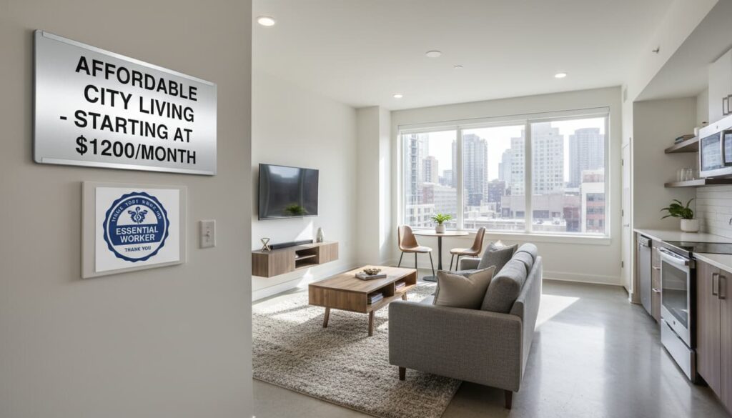 Modern essential housing apartment building for essential workers