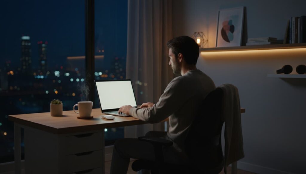 Person working on a laptop at home while building a side hustle online in 2026
