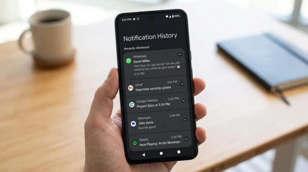 whatsapp deleted messages notification history android recovery method