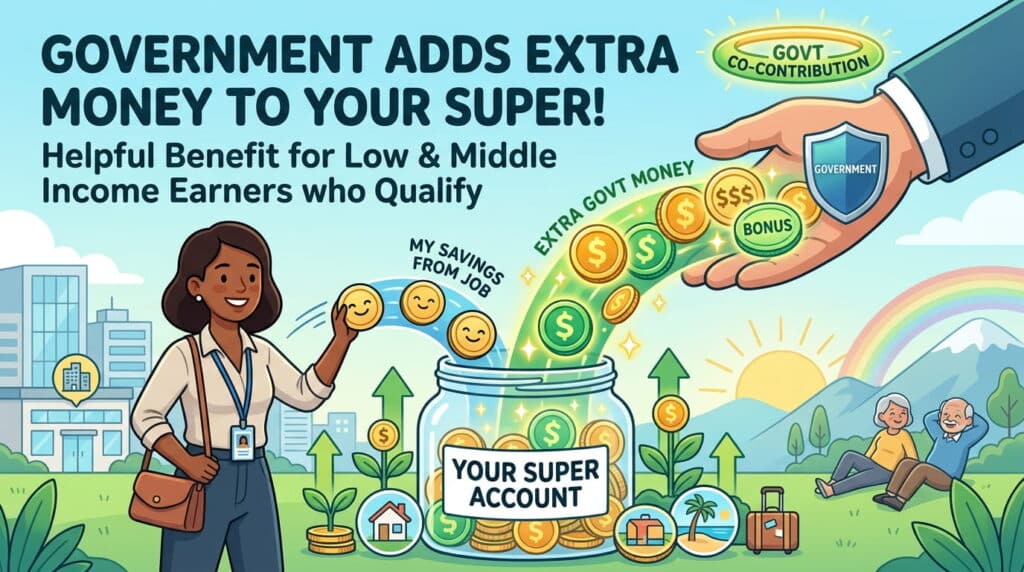 low income super contribution Australia government retirement savings concept illustration